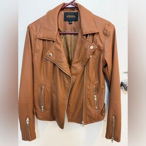 Ambiance Brown Leather Jacket with Silver Accents